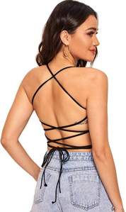 Black sexy strappy halter top